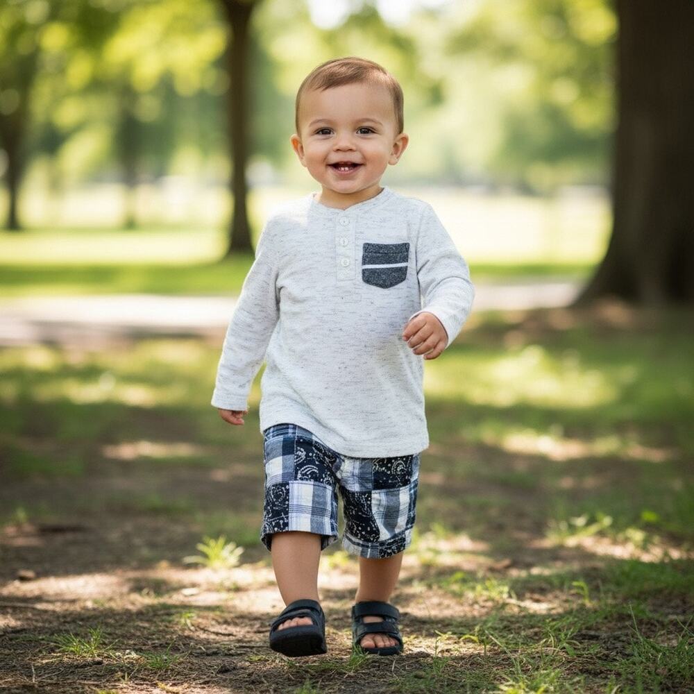 Bundle Toddler Boys Cat & Jack White Long Sleeve Plaid Blue Gap Shorts 3T